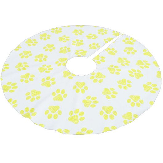 Doodle Paws, Dog Paws, Gele Paws Kerstboom Rok (Gekanteld)