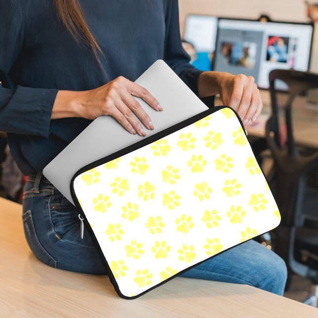 Doodle Paws, Dog Paws, Gele Paws Laptop Sleeve (Creator heeft geüpload)