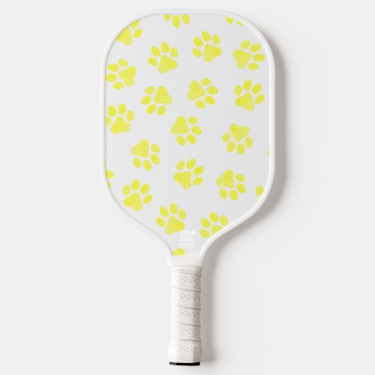 Doodle Paws, Dog Paws, Gele Paws Pickleball Paddle (Achterkant)