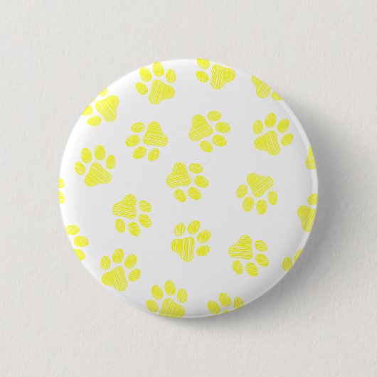 Doodle Paws, Dog Paws, Gele Paws Ronde Button 5,7 Cm (Voorkant)