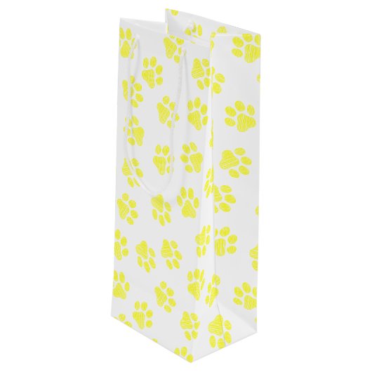 Doodle Paws, Dog Paws, Gele Paws Wijn Cadeautas (Achterkant Gekanteld)