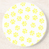 Doodle Paws, Dog Paws, Gele Paws Zandsteen Onderzetter (Voorkant)