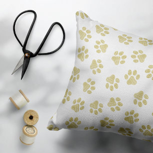 Doodle Paws, Dog Paws, Gouden Paws Accent Kussen