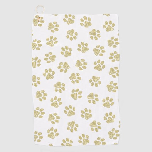Doodle Paws, Dog Paws, Gouden Paws Golfhanddoek (Voorkant)