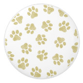 Doodle Paws, Dog Paws, Gouden Paws Keramische Knop (Voorkant)