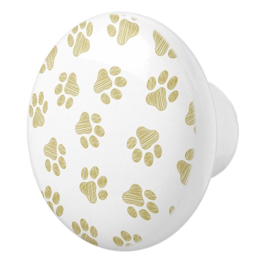 Doodle Paws, Dog Paws, Gouden Paws Keramische Knop (Rechts)