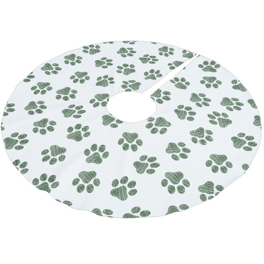 Doodle Paws, Dog Paws, Groene Paws Kerstboom Rok (Gekanteld)