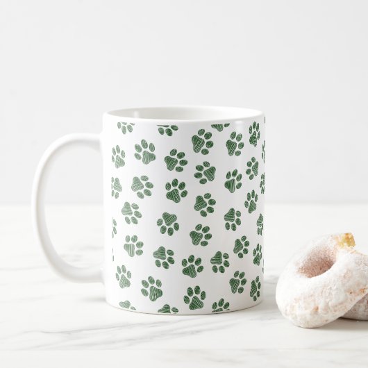 Doodle Paws, Dog Paws, Groene Paws Koffiemok (Met donut)