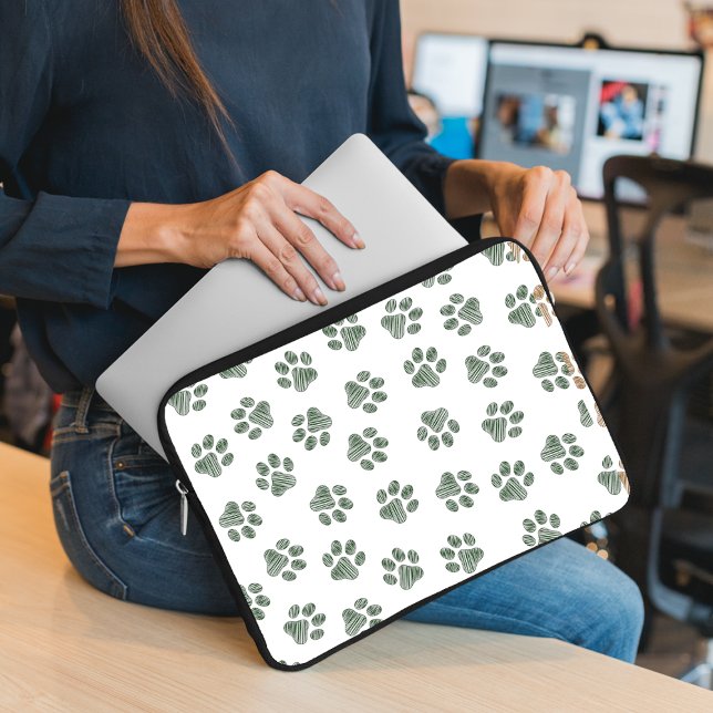 Doodle Paws, Dog Paws, Groene Paws Laptop Sleeve (Creator heeft geüpload)