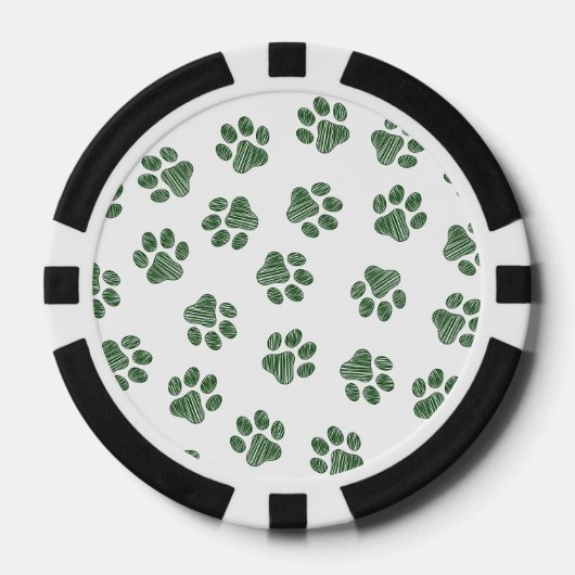 Doodle Paws, Dog Paws, Groene Paws Poker Chips (Voorkant)