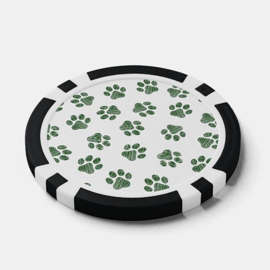 Doodle Paws, Dog Paws, Groene Paws Poker Chips (Enkel)