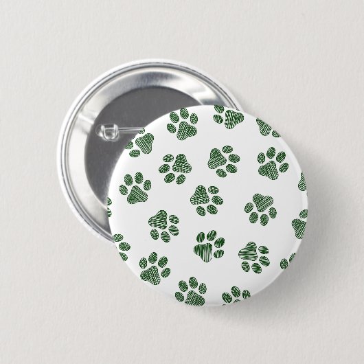 Doodle Paws, Dog Paws, Groene Paws Ronde Button 5,7 Cm (Voorkant /achterkant)