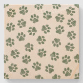 Doodle Paws, Dog Paws, Groene Paws Stenen Onderzetter (Voorkant)