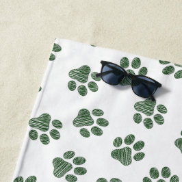 Doodle Paws, Dog Paws, Groene Paws Strandlaken