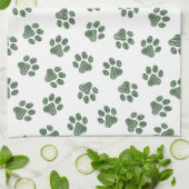 Doodle Paws, Dog Paws, Groene Paws Theedoek (Gevouwen)
