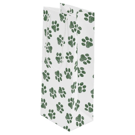 Doodle Paws, Dog Paws, Groene Paws Wijn Cadeautas (Achterkant Gekanteld)