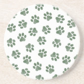 Doodle Paws, Dog Paws, Groene Paws Zandsteen Onderzetter (Voorkant)