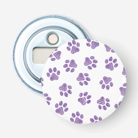 Doodle Paws, Dog Paws, Paarse Paws Button Flesopener (Voorkant)