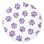 Doodle Paws, Dog Paws, Paarse Paws Keramische Knop (Voorkant)