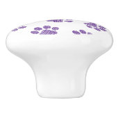 Doodle Paws, Dog Paws, Paarse Paws Keramische Knop (Zijkant)