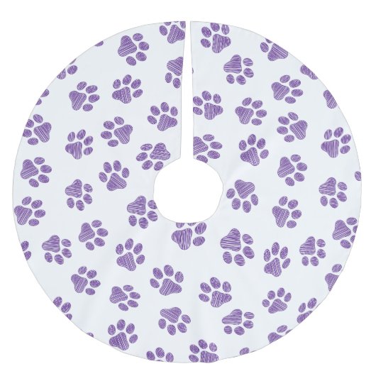 Doodle Paws, Dog Paws, Paarse Paws Kerstboom Rok (Voorkant)