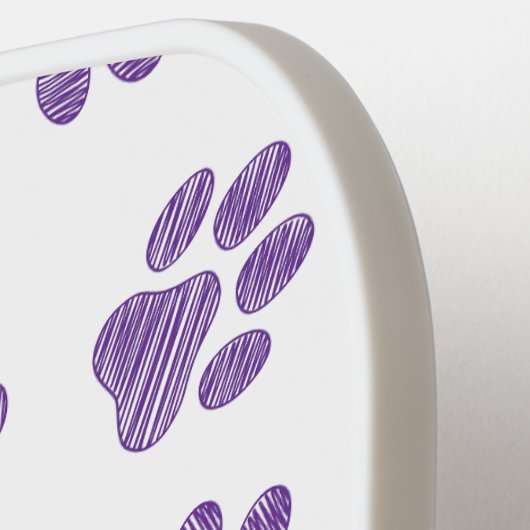 Doodle Paws, Dog Paws, Paarse Paws Pickleball Paddle (Links Detail)