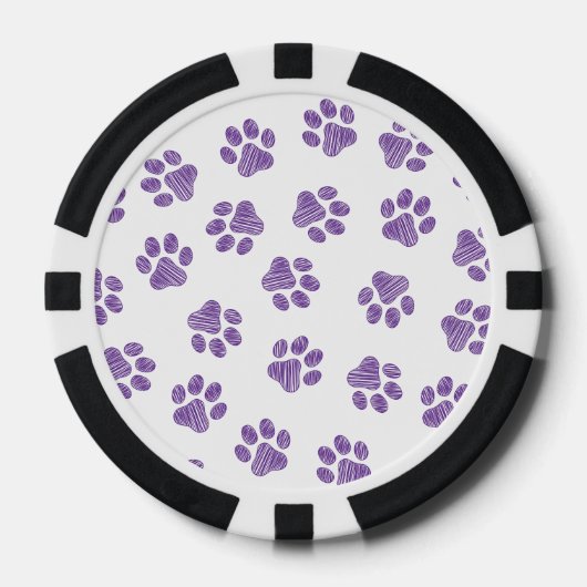 Doodle Paws, Dog Paws, Paarse Paws Poker Chips (Voorkant)