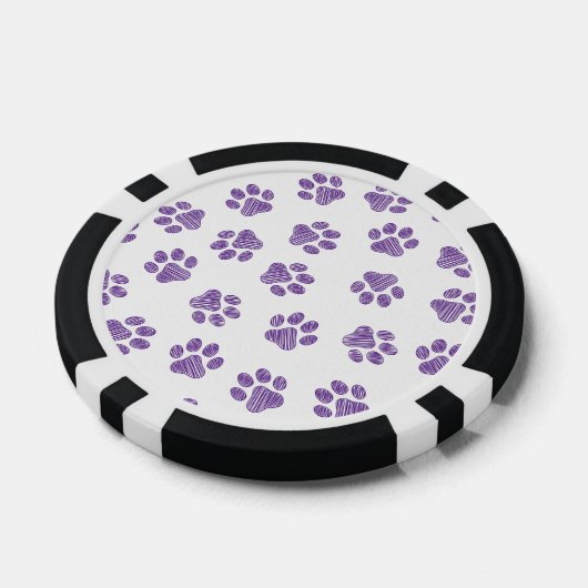 Doodle Paws, Dog Paws, Paarse Paws Poker Chips (Enkel)