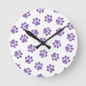 Doodle Paws, Dog Paws, Paarse Paws Ronde Klok (Voorkant)