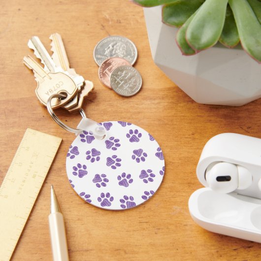 Doodle Paws, Dog Paws, Paarse Paws Sleutelhanger (Bureau)