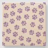 Doodle Paws, Dog Paws, Paarse Paws Stenen Onderzetter (Voorkant)