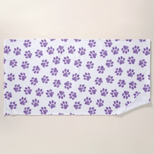Doodle Paws, Dog Paws, Paarse Paws Strandlaken (Voorkant)