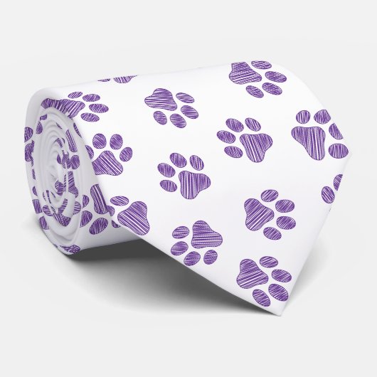 Doodle Paws, Dog Paws, Paarse Paws Stropdas (Opgerold)