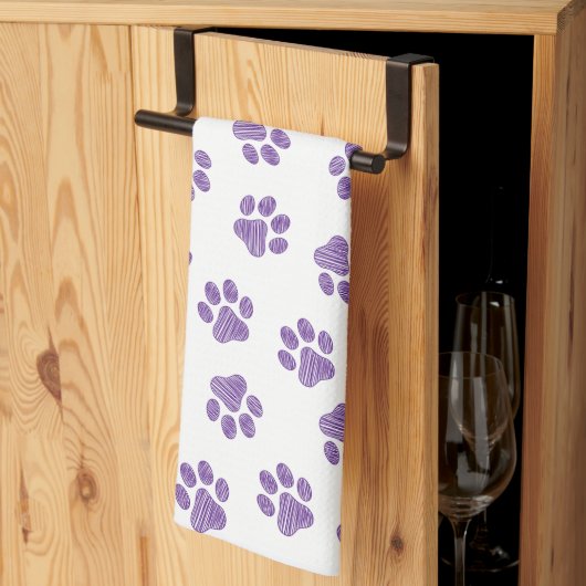 Doodle Paws, Dog Paws, Paarse Paws Theedoek (Derde Gevouwen)