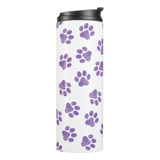 Doodle Paws, Dog Paws, Paarse Paws Thermosbeker (Gedraaid links)