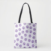 Doodle Paws, Dog Paws, Paarse Paws Tote Bag (Voorkant)