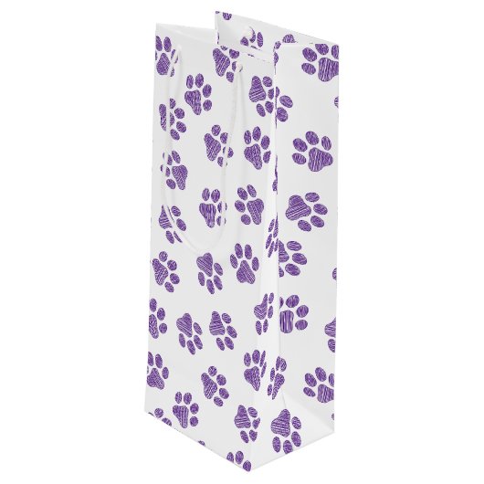 Doodle Paws, Dog Paws, Paarse Paws Wijn Cadeautas (Achterkant Gekanteld)