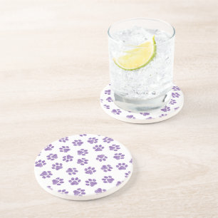 Doodle Paws, Dog Paws, Paarse Paws Zandsteen Onderzetter