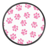 Doodle Paws, Dog Paws, Pink Paws Hockey Puck (Voorkant)