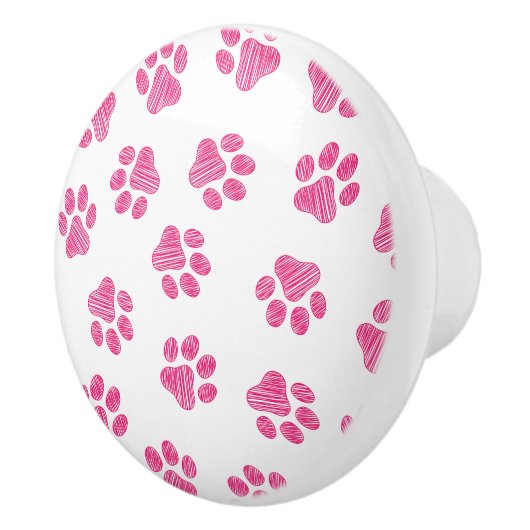 Doodle Paws, Dog Paws, Pink Paws Keramische Knop (Rechts)