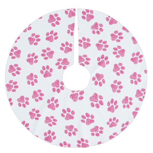 Doodle Paws, Dog Paws, Pink Paws Kerstboom Rok (Voorkant)