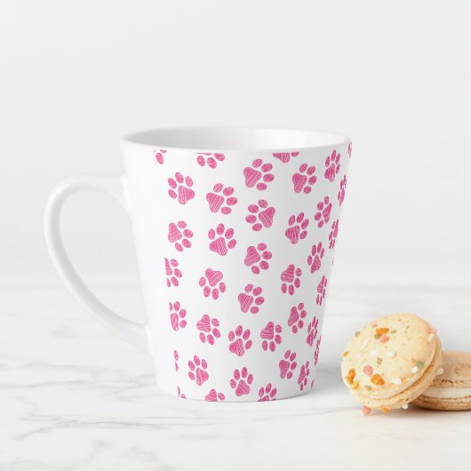 Doodle Paws, Dog Paws, Pink Paws Latte Mok (In situ)