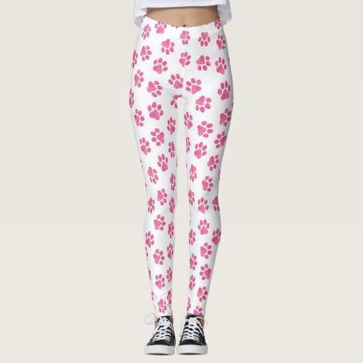 Doodle Paws, Dog Paws, Pink Paws Leggings (Voorkant)