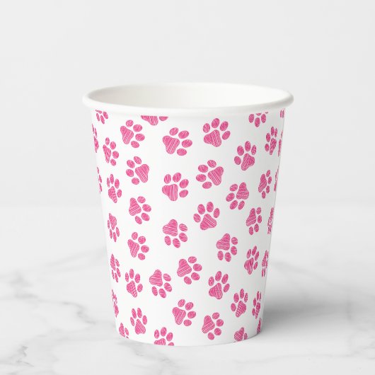 Doodle Paws, Dog Paws, Pink Paws Papieren Bekers (Achterkant)