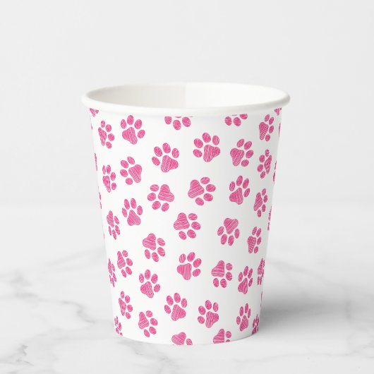 Doodle Paws, Dog Paws, Pink Paws Papieren Bekers (Links)