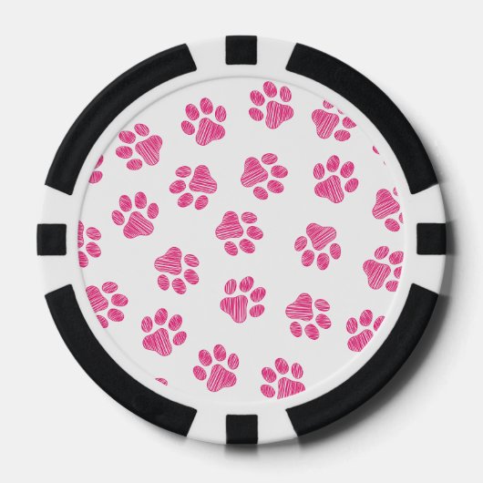 Doodle Paws, Dog Paws, Pink Paws Poker Chips (Voorkant)