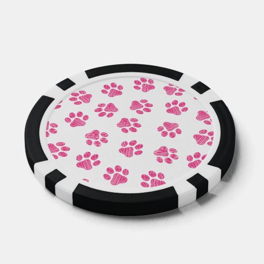 Doodle Paws, Dog Paws, Pink Paws Poker Chips (Enkel)