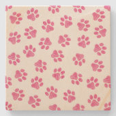Doodle Paws, Dog Paws, Pink Paws Stenen Onderzetter (Voorkant)