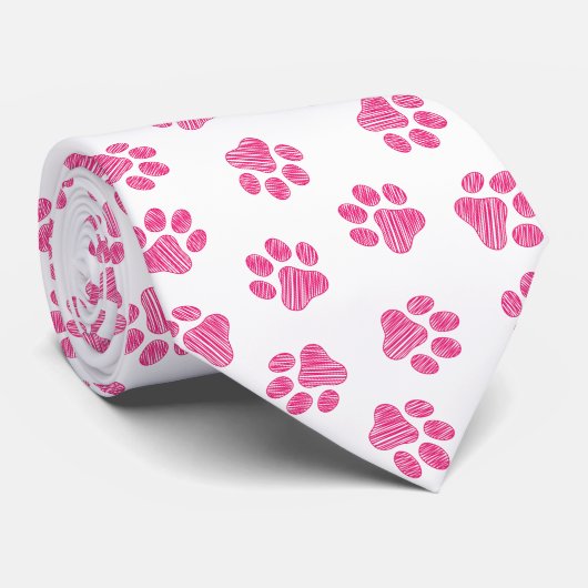 Doodle Paws, Dog Paws, Pink Paws Stropdas (Opgerold)