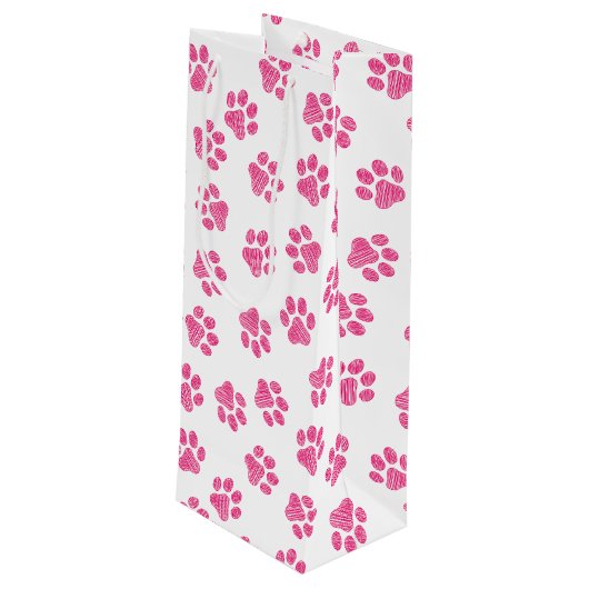 Doodle Paws, Dog Paws, Pink Paws Wijn Cadeautas (Achterkant Gekanteld)